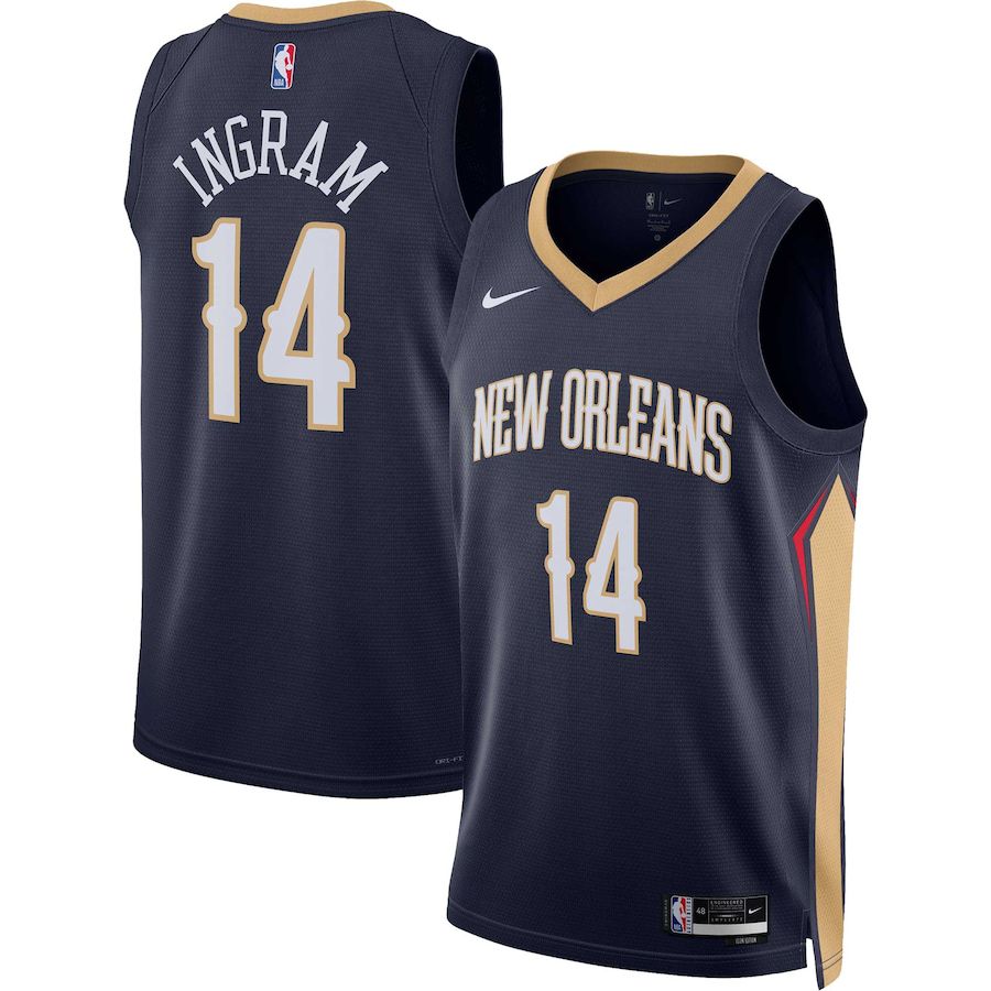 Men New Orleans Pelicans #14 Brandon Ingram Nike Navy Icon Edition 2022-23 Swingman NBA Jersey